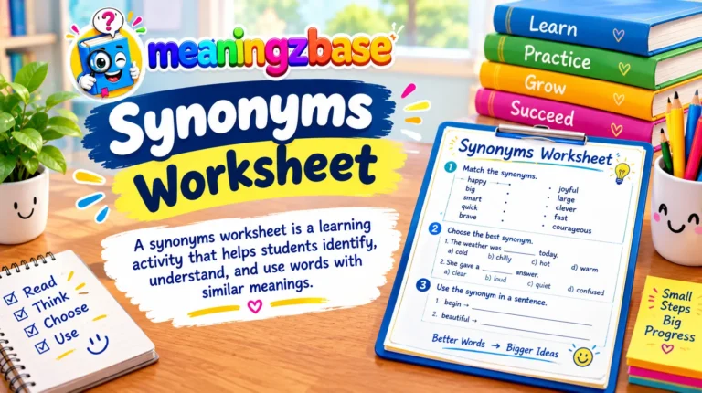 Synonyms Worksheet